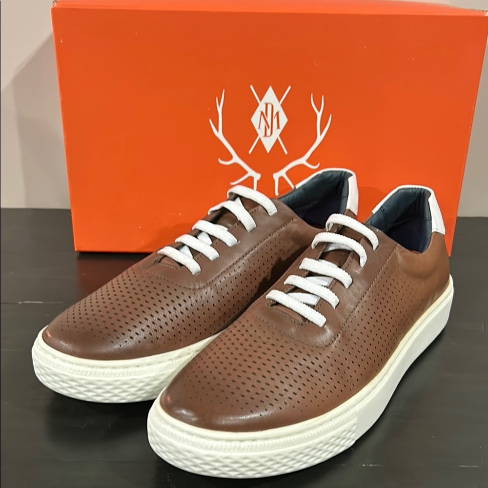 Martin Dingman Brown Leather Loafers Slip-Ons